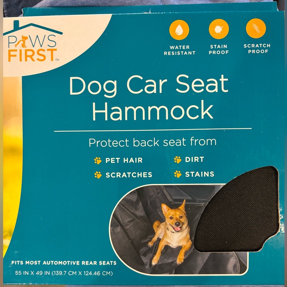 Paws First dog car seat hammock, black and never used